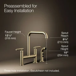 Two-hole bridge kitchen sink faucet with side sprayer
