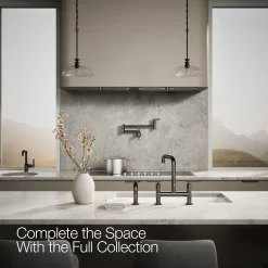 Two-hole bridge kitchen sink faucet with side sprayer