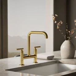 Two-hole bridge kitchen sink faucet