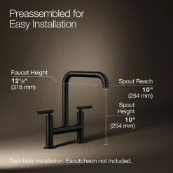 Two-hole bridge kitchen sink faucet