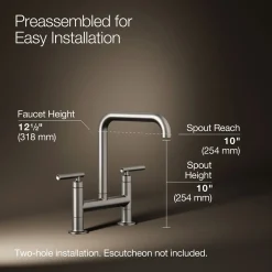 Two-hole bridge kitchen sink faucet
