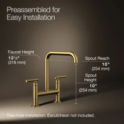 Two-hole bridge kitchen sink faucet