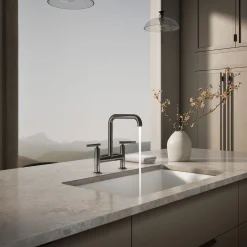 Two-hole bridge kitchen sink faucet