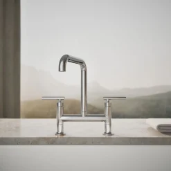 Two-hole bridge kitchen sink faucet