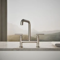Two-hole bridge kitchen sink faucet