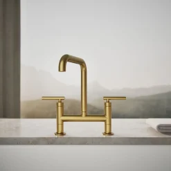 Two-hole bridge kitchen sink faucet