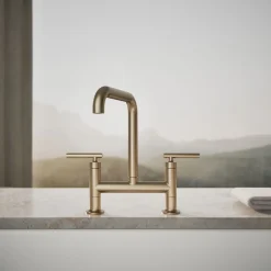 Two-hole bridge kitchen sink faucet