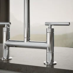 Two-hole bridge kitchen sink faucet