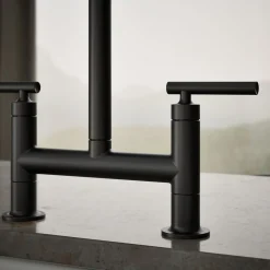 Two-hole bridge kitchen sink faucet