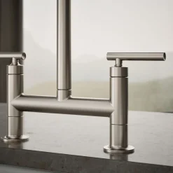 Two-hole bridge kitchen sink faucet