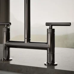 Two-hole bridge kitchen sink faucet