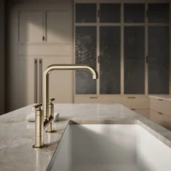 Two-hole bridge kitchen sink faucet