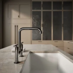 Two-hole bridge kitchen sink faucet