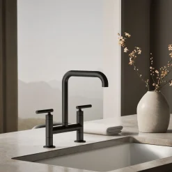 Two-hole bridge kitchen sink faucet