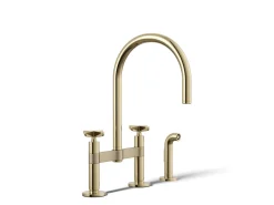 Two-hole bridge kitchen sink faucet with side sprayer