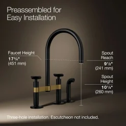 Two-hole bridge kitchen sink faucet with side sprayer