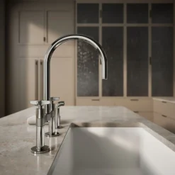 Two-hole bridge kitchen sink faucet with side sprayer