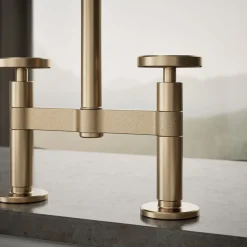 Two-hole bridge kitchen sink faucet with side sprayer