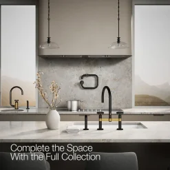 Two-hole bridge kitchen sink faucet with side sprayer