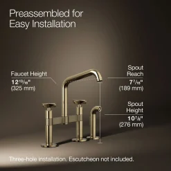 Two-hole bridge kitchen sink faucet with side sprayer