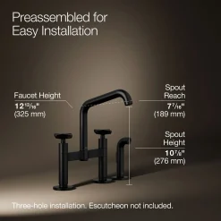 Two-hole bridge kitchen sink faucet with side sprayer