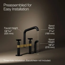 Two-hole bridge kitchen sink faucet with side sprayer