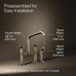 Two-hole bridge kitchen sink faucet with side sprayer