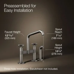 Two-hole bridge kitchen sink faucet with side sprayer
