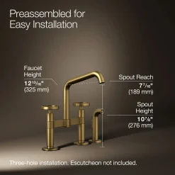 Two-hole bridge kitchen sink faucet with side sprayer