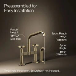 Two-hole bridge kitchen sink faucet with side sprayer