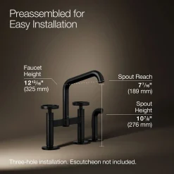 Two-hole bridge kitchen sink faucet with side sprayer