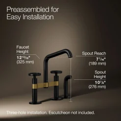Two-hole bridge kitchen sink faucet with side sprayer