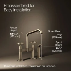 Two-hole bridge kitchen sink faucet with side sprayer