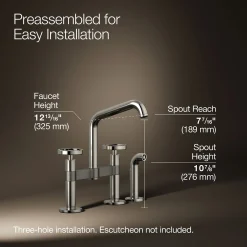 Two-hole bridge kitchen sink faucet with side sprayer