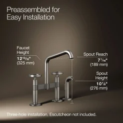 Two-hole bridge kitchen sink faucet with side sprayer