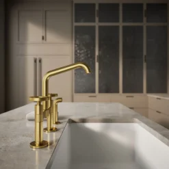 Two-hole bridge kitchen sink faucet with side sprayer