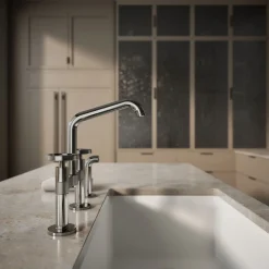 Two-hole bridge kitchen sink faucet with side sprayer