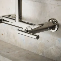 Two-hole wall-mount bridge kitchen sink faucet
