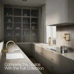 Two-hole wall-mount bridge kitchen sink faucet
