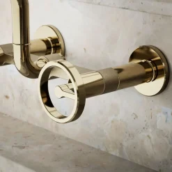 Two-hole wall-mount bridge kitchen sink faucet