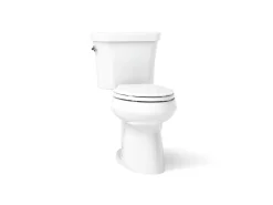Two-piece elongated toilet, dual-flush