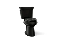 Two-piece elongated toilet, dual-flush