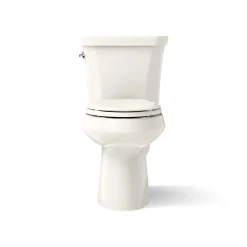 Two-piece elongated toilet, dual-flush
