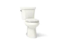 Two-piece elongated toilet, dual-flush