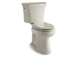 Two-piece elongated toilet, dual-flush