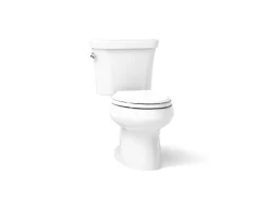 Two-piece elongated toilet, dual-flush