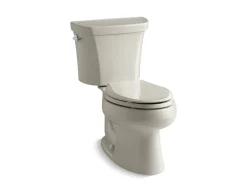 Two-piece elongated toilet, dual-flush