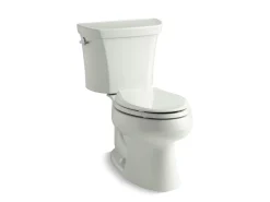 Two-piece elongated toilet, dual-flush