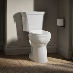 Two-piece elongated toilet, 1.28 gpf