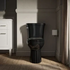 Two-piece elongated toilet, 1.28 gpf